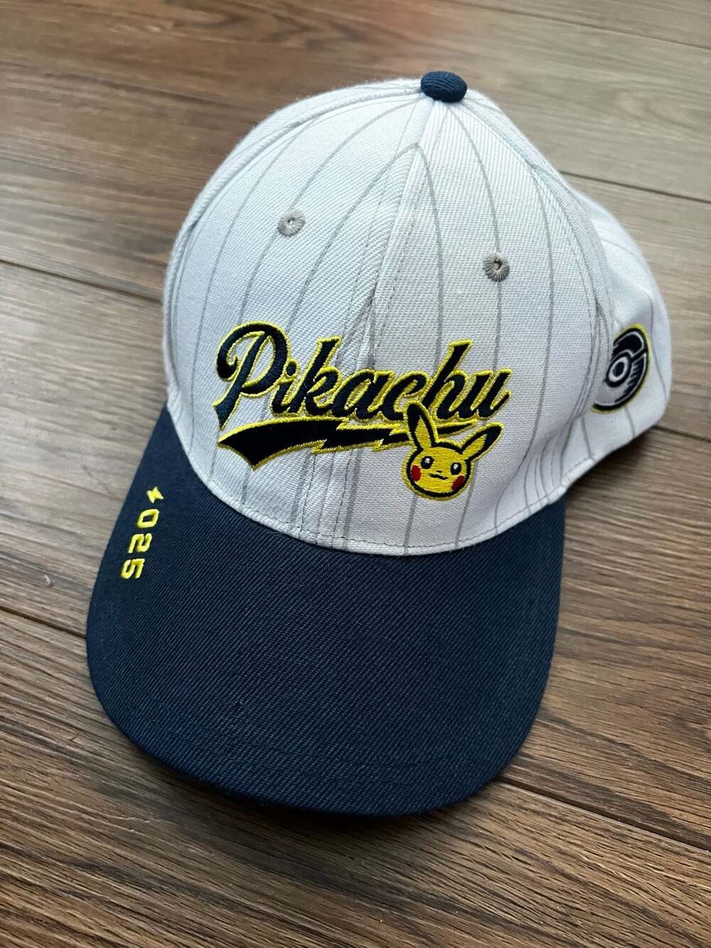 Pokemon Center Pikachu Hat Adult One Size Navy White Pinstripe Baseball Cap
